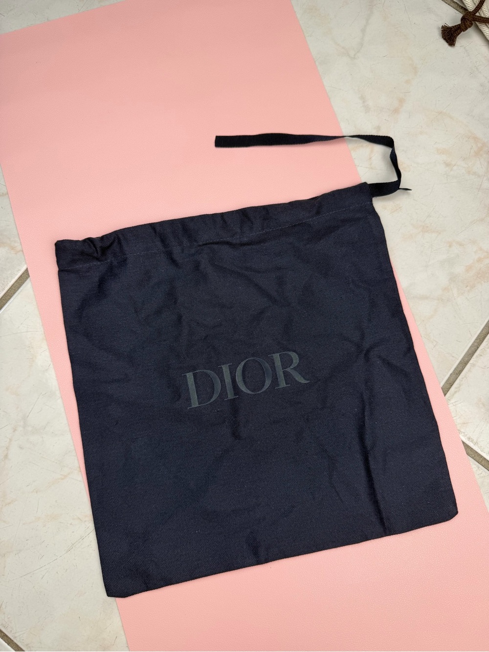 Dior Black Drawstring Logo Travel Pouch